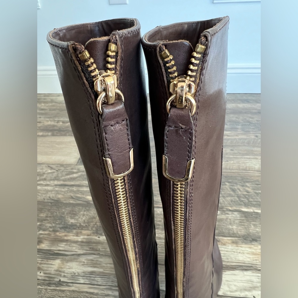Coach Fayth Semi Matte Calf Leather Boot Chestnut Brown Size 6 - Picture 5 of 14
